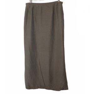 EILEEN Fisher Taupe Linen / Silk Long Skirt M